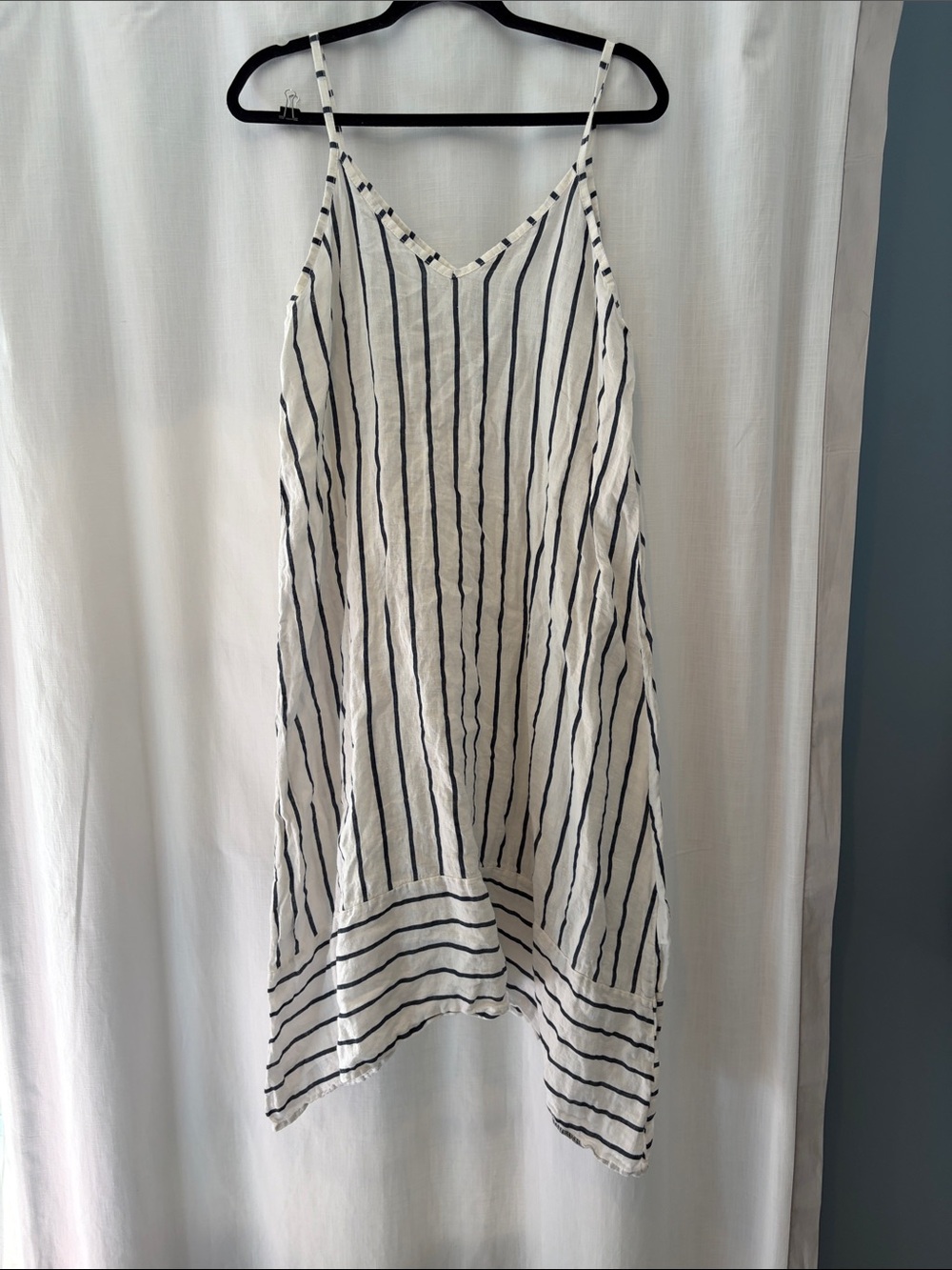 Women’s White and Black Striped V-Neck Spaghetti Strap Cami